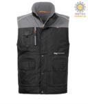 padded multi pocket vest, padded lining, 100% polyester fabric, navy blue/grey ROHH624.NG