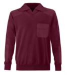 Men high neck sweater, short zip, shoulder and elbow patches, flap pocket, 100% acrylic fabric
color garnet
 VADRIVER.GRA