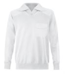 Men high neck sweater, short zip, shoulder and elbow patches, flap pocket, 100% acrylic fabric
color white
 VADRIVER.BI