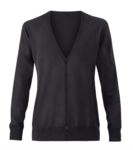 Women V-neck cardigan with ribbed neck and cuffs, central opening, cotton and acrylic fabric.
color black
 ZXPR697.CH