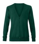 Women V-neck cardigan with ribbed neck and cuffs, central opening, cotton and acrylic fabric. X-PR697.VB