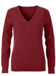 V-neck sleeveless sweater for women with elastic ribbed neckline and cuffs, 100% cotton knitted fabric. Color burgundy X-JN658.BO