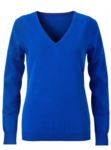 V-neck sleeveless sweater for women with elastic ribbed neckline and cuffs, 100% cotton knitted fabric. Color royal blue X-JN658.BR