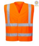High visibility antistatic fireproof vest, closed with velcro, double reflective band on the waist, certified UNI EN 20471:2013, EN 1149-5, UNI EN ISO 14116:2008, color orange  POFR71.AR
