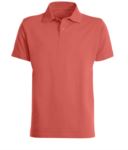 Short sleeved polo shirt, closed collar, double stitching on shoulders and armholes, vents at the bottom, reinforcement on the back of the neck, colour coral X-CPUI10.984