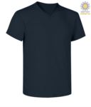 Short sleeve V-neck T-shirt, color melange grey PAV-NECK.BLU