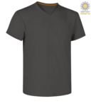 Short sleeve V-neck T-shirt, color melange grey PAV-NECK.SM