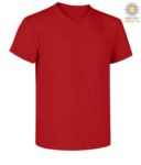 Short sleeve V-neck T-shirt, color red PAV-NECK.RO
