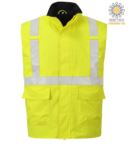 Multifunction vest, waterproof fabric, chemical protection, antistatic, reflective band, yellow color. CE certified, EN 1149-5, AS/NZS 4602.1 N/D, UNI EN 20471:2013, EN 13034, UNI EN ISO 14116:2008 POS776.GI