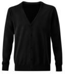 Men V-neck cardigan, classic cut model, ribbed neck and cuffs, central opening, cotton and acrylic fabric X-RJ715M.NE