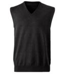 V-neck unisex vest, classic cut, cotton and acrylic fabric. Wholesale of elegant work uniforms. black color
 X-R716M.CHM