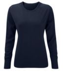 Woman sweater crew neck, long sleeves, ribs on the lower edges and cuffs, cotton and acrylic fabric
color black X-R717F.FN