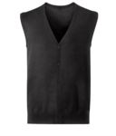 Unisex V-neck cardigan, classic cut, cotton and acrylic fabric. Wholesale of elegant work uniforms. navy blue color X-R719M.CHM