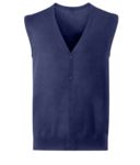 Unisex V-neck cardigan, classic cut, cotton and acrylic fabric. Wholesale of elegant work uniforms. grey color X-R719M.DBM