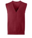 Unisex V-neck cardigan, classic cut, cotton and acrylic fabric. Wholesale of elegant work uniforms. burgundy color X-R719M.CRM