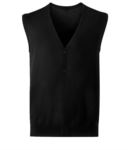 Unisex V-neck cardigan, classic cut, cotton and acrylic fabric. Wholesale of elegant work uniforms. black color X-R719M.NE