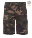 Multi pocket ripstop Bermuda shorts, two side pockets closed with snap buttons and one zipped pocket. Colour Camouflage PARIMINISUMMER.MIM
