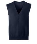 Unisex V-neck cardigan, classic cut, cotton and acrylic fabric. Wholesale of elegant work uniforms. navy blue color X-R719M.FN