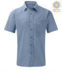 men short sleeved shirt polyester and cotton light blue color X-K551.COB
