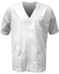 Unisex hospital jacket, V-neck, short sleeves, left chest pocket and applied right front pocket, color white ROMS1301.BI