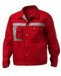 Two tone multi pocket work jacket with mobile phone pocket. Colour Grey/Red
 SI11GB0011.ROG