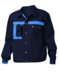 Two tone multi pocket work jacket with mobile phone pocket. Colour Royal blue/red
 SI11GB0011.BLA