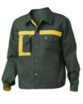 Two tone multi pocket work jacket with mobile phone pocket. Colour green/yellow SI11GB0011.VEG