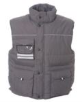 Rainproof padded multi pocket vest with badge holder, polyester and cotton fabric. Colour: Navy blue JR987525.GR