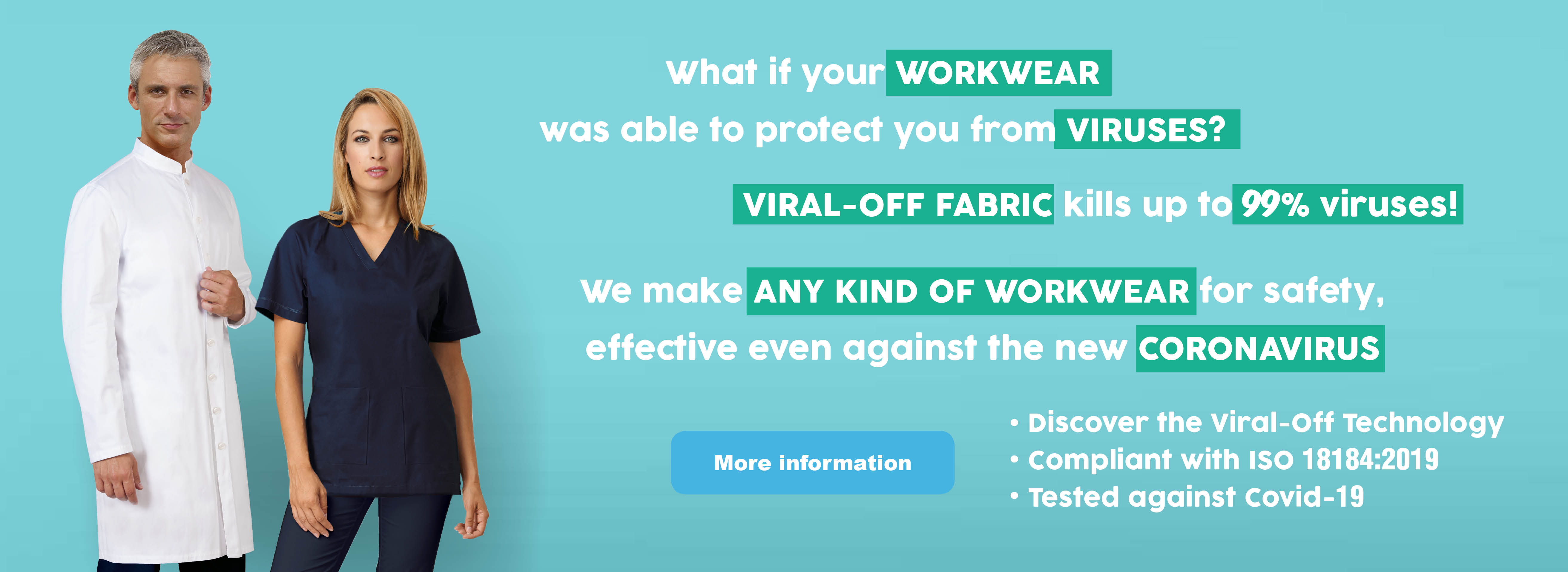 Antiviral fabric workwear