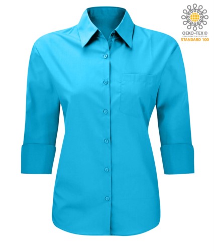 work uniform shirt with 3/4 sleeves Turquoise color