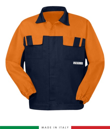 Multipro two-tone jacket, covered button closure, two chest pockets, elasticated cuffs, colour inserts on shoulders and inside collar, Made in Italy, colour 