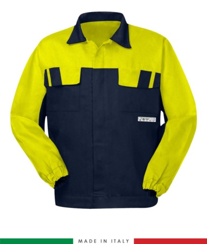 Multipro two-tone jacket, covered button closure, two chest pockets, elasticated cuffs, colour inserts on shoulders and inside collar, Made in Italy, colour 