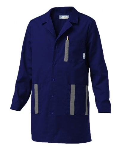 Navy blue work coat with snap buttons