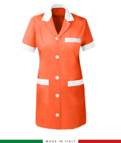 Women short sleeved working shirt orange colored