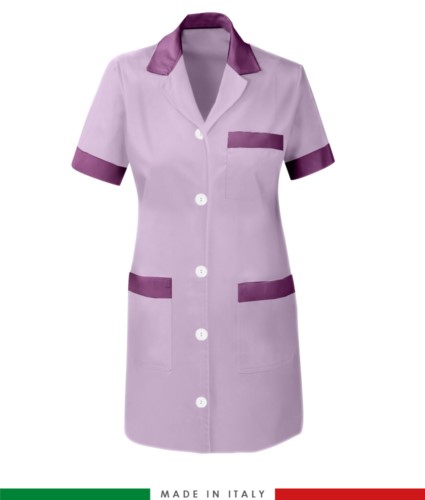 Women short sleeved working shirt lilac colored