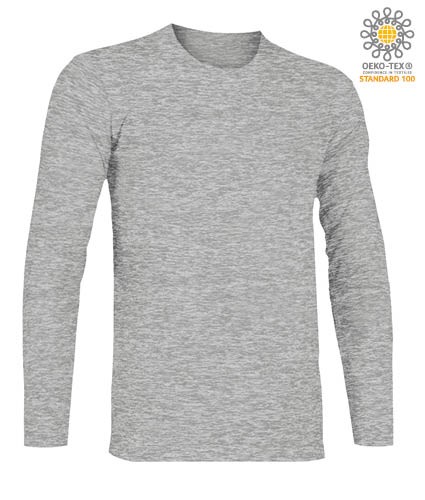T-Shirt with long sleeves, crew neck, 100% Cotton, colour sport grey