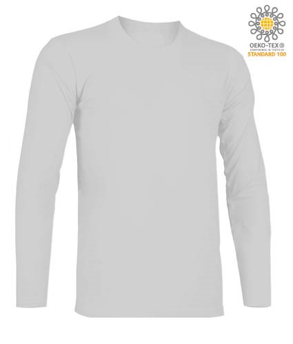 T-Shirt with long sleeves, crew neck, 100% Cotton, colour melange grey