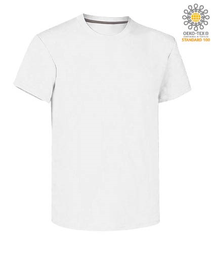 Man short sleeved crew neck cotton T-shirt, color white