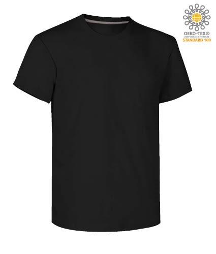Man short sleeved crew neck cotton T-shirt, color black