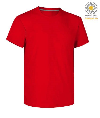 Man short sleeved crew neck cotton T-shirt, color rot