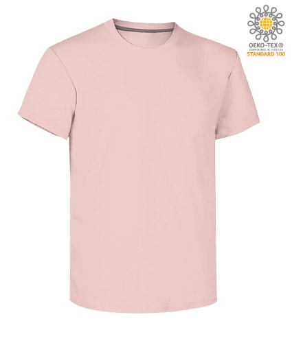 Man short sleeved crew neck cotton T-shirt, color pink shadow