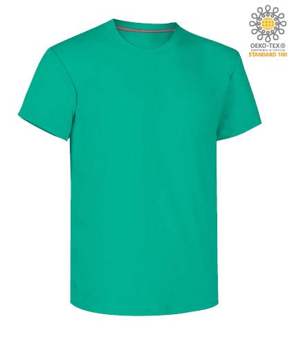 Man short sleeved crew neck cotton T-shirt, color emerald green