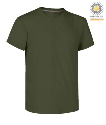 Man short sleeved crew neck cotton T-shirt, color army  green