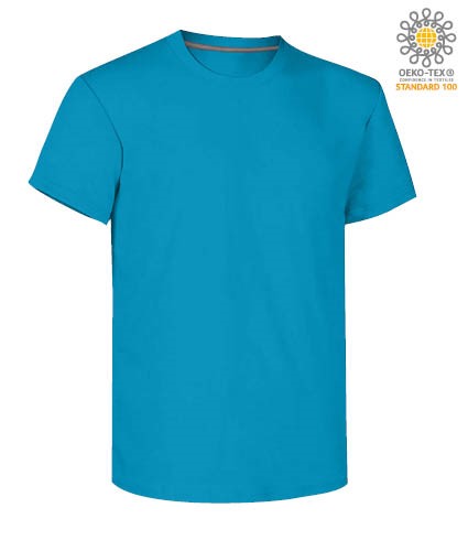 Man short sleeved crew neck cotton T-shirt, color light royal blue