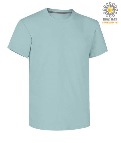 Man short sleeved crew neck cotton T-shirt, color acquamarine