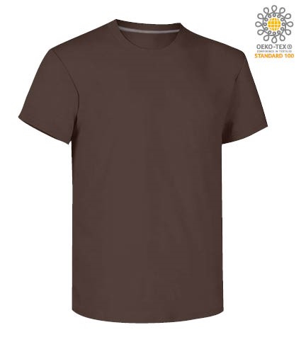 Man short sleeved crew neck cotton T-shirt, color brown