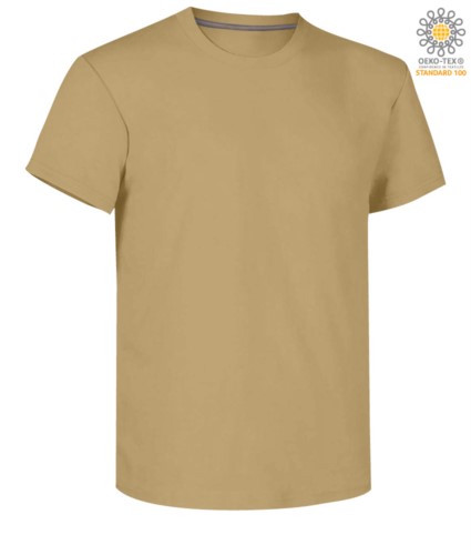 Man short sleeved crew neck cotton T-shirt, color warm brown