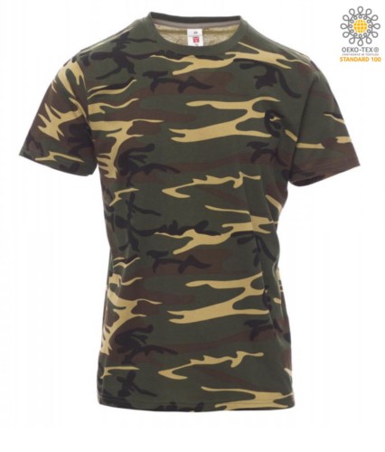Man short sleeved crew neck cotton T-shirt, color camouflage