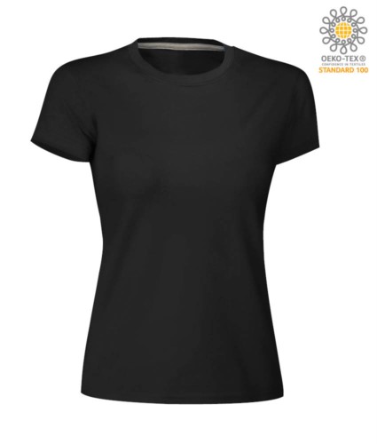 Women short-sleeved cotton short-sleeved crew neck T-shirt, color black