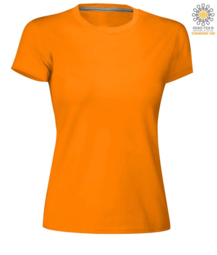 Women short-sleeved cotton short-sleeved crew neck T-shirt, color orange